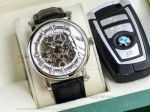 AAA Replica Patek Philippe Complications Black Leather Strap Skeleton Face 42 MM Automatic Watch